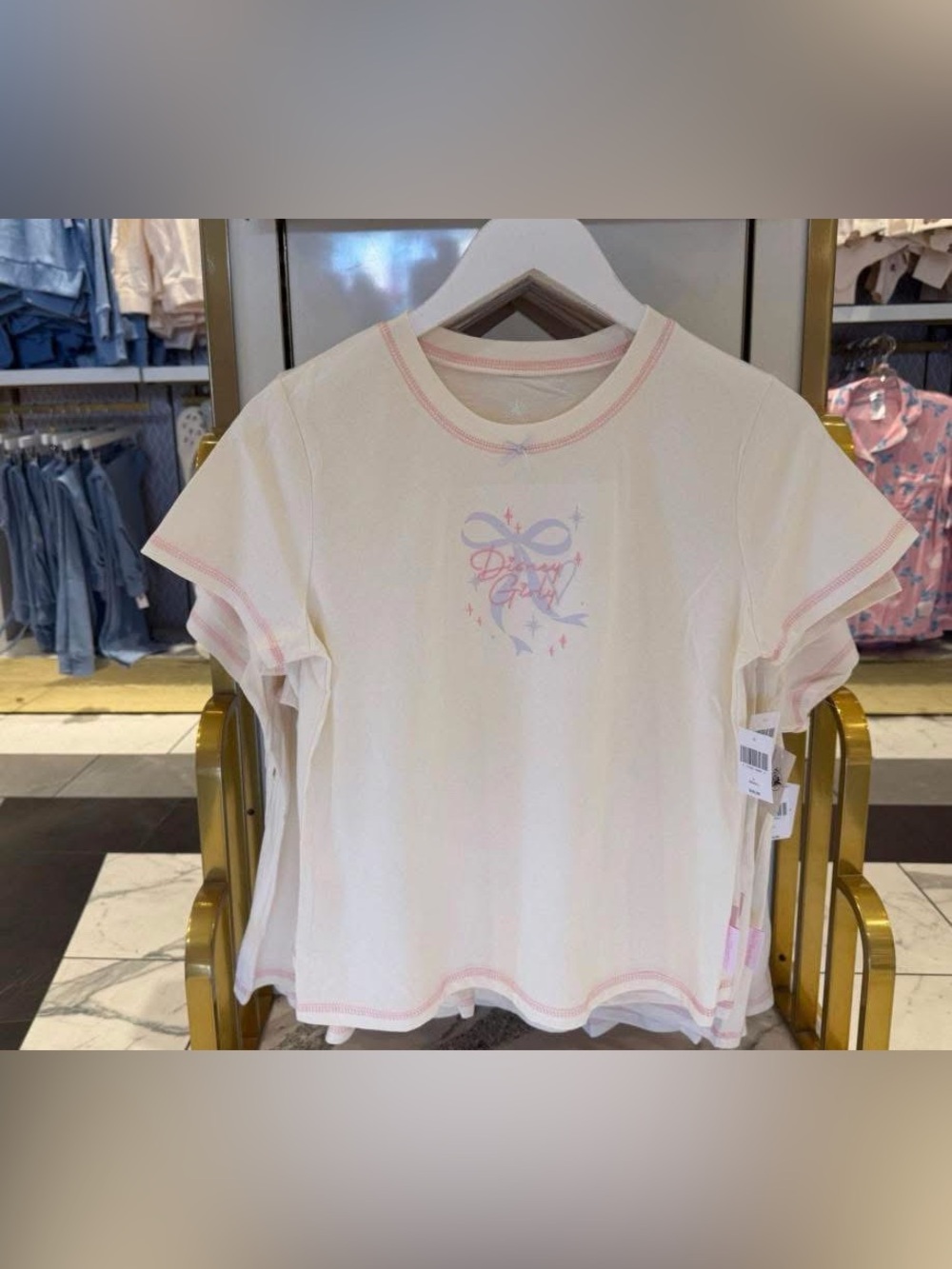 Disney Girly Tee with Pastel Pink & Lavender Bow Accents
